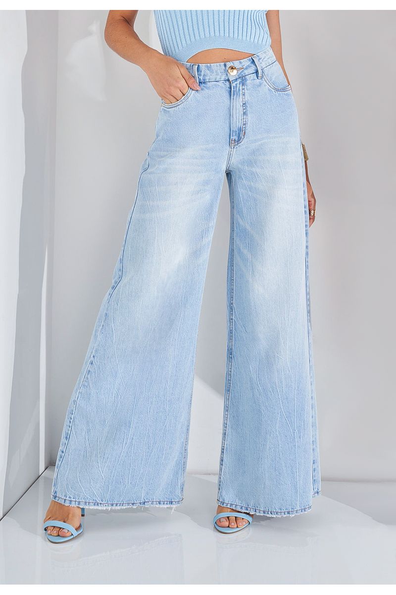 CALÇA WIDE LEG 100% ALGODÃO - Preto - COSH JEANS